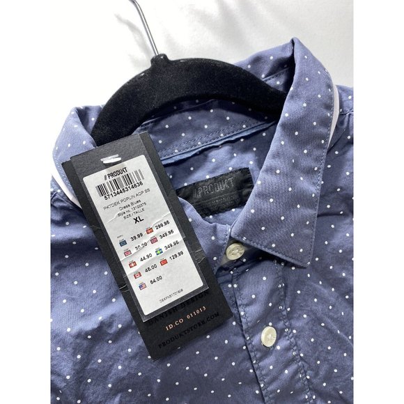"Produkt" Mens Blue Button Up Dress T-Shirt Size XL Blue ,As is stain Brand New - Picture 2 of 9